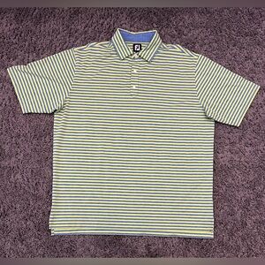 FootJoy Performance Polo Shirt Men XXL 2XL Green Blue Striped Stretch Wicking